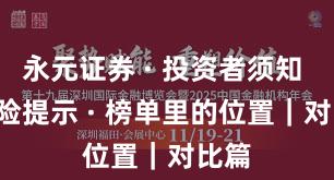 永元证券 · 投资者须知 · 风险提示 · 榜单里的位置｜对比篇
